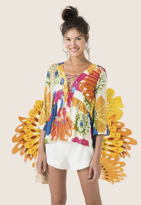 Molde blusa decote v com manga