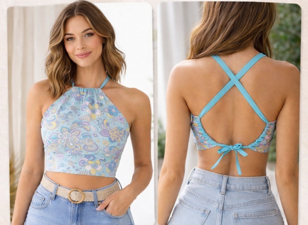 Molde gratis cropped com amarração nas costas em pdf